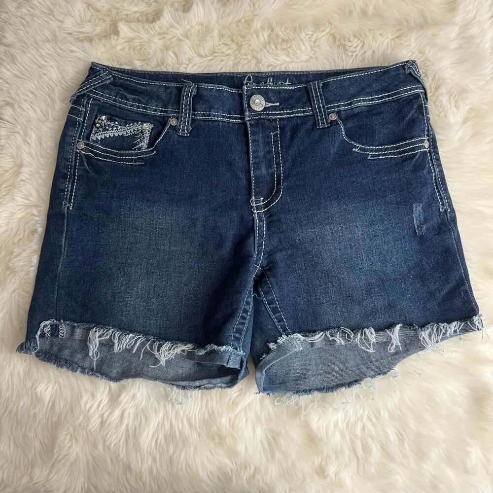 Amethyst Shorts Juniors 11 Embellishment Blue Denim Measures W31 Inseam 4